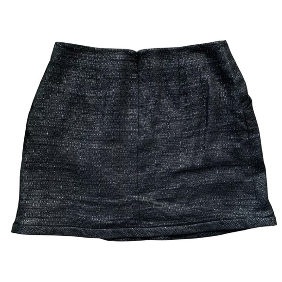 Adam by Adam Lippes Tweed Linen Blend Pleated Mini Skirt Metallic Black Size 6 - Picture 2 of 6